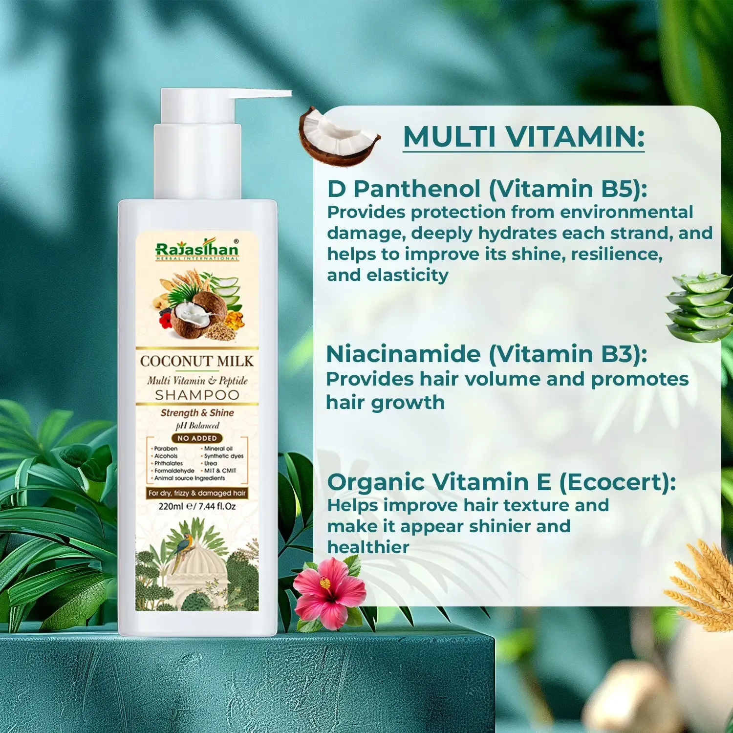 multi vitamin and peptide shampoo for soft smooth hair