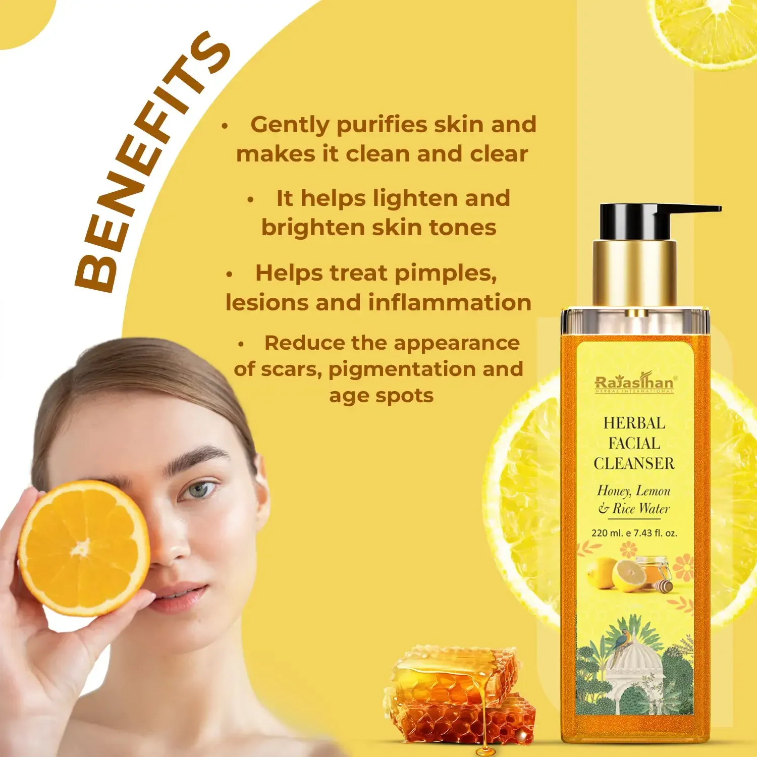 benefits of honey lemon rice water herbal facial cleanser
