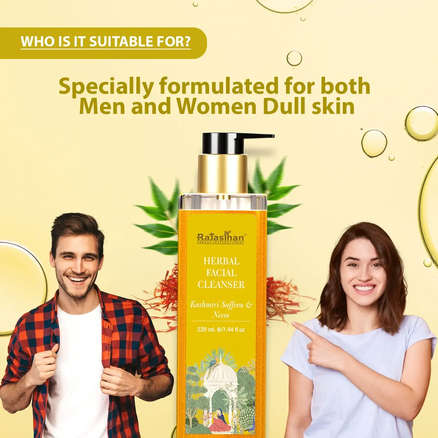 kashmiri saffron and neem herbal facial cleanser for both gender