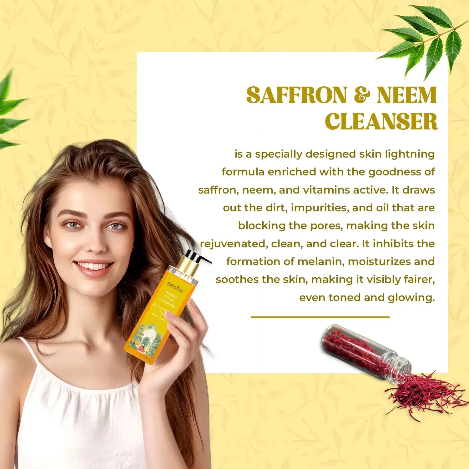 saffron and neem herbal facial cleanser