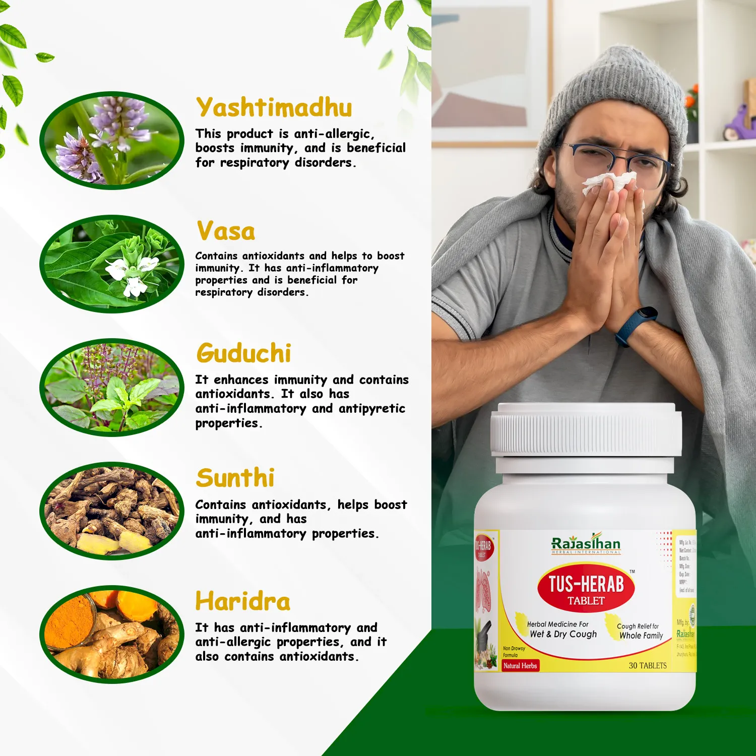 key herbs in tus herab tablet and their benefits