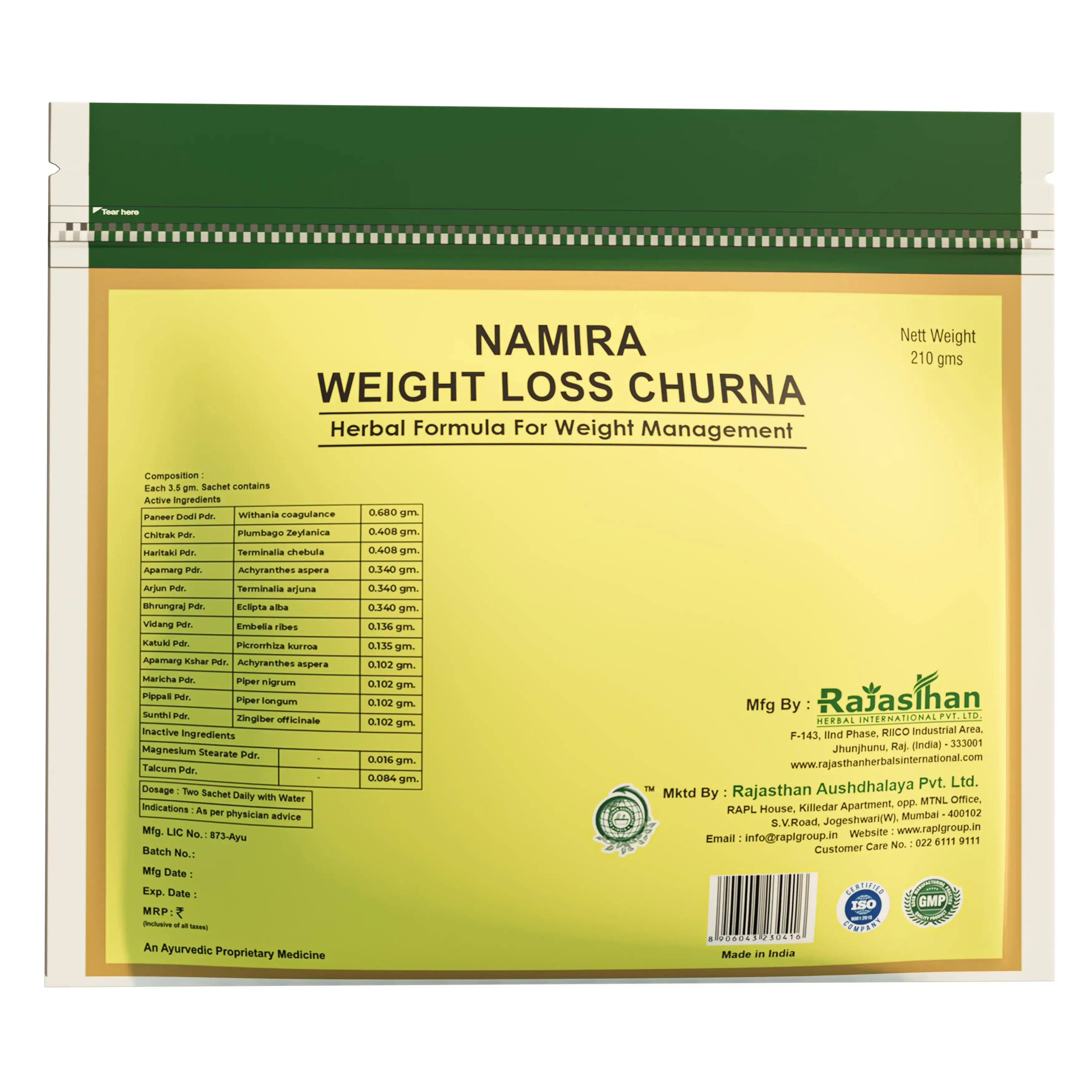 namira weight loss churna ingredients
