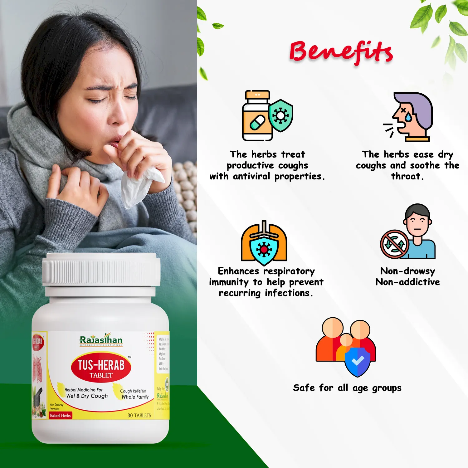 respiratory health benefits of tus herba tablet