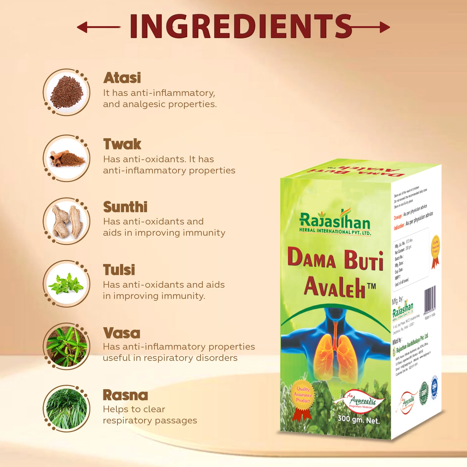 ingredients in dama buti avaleh