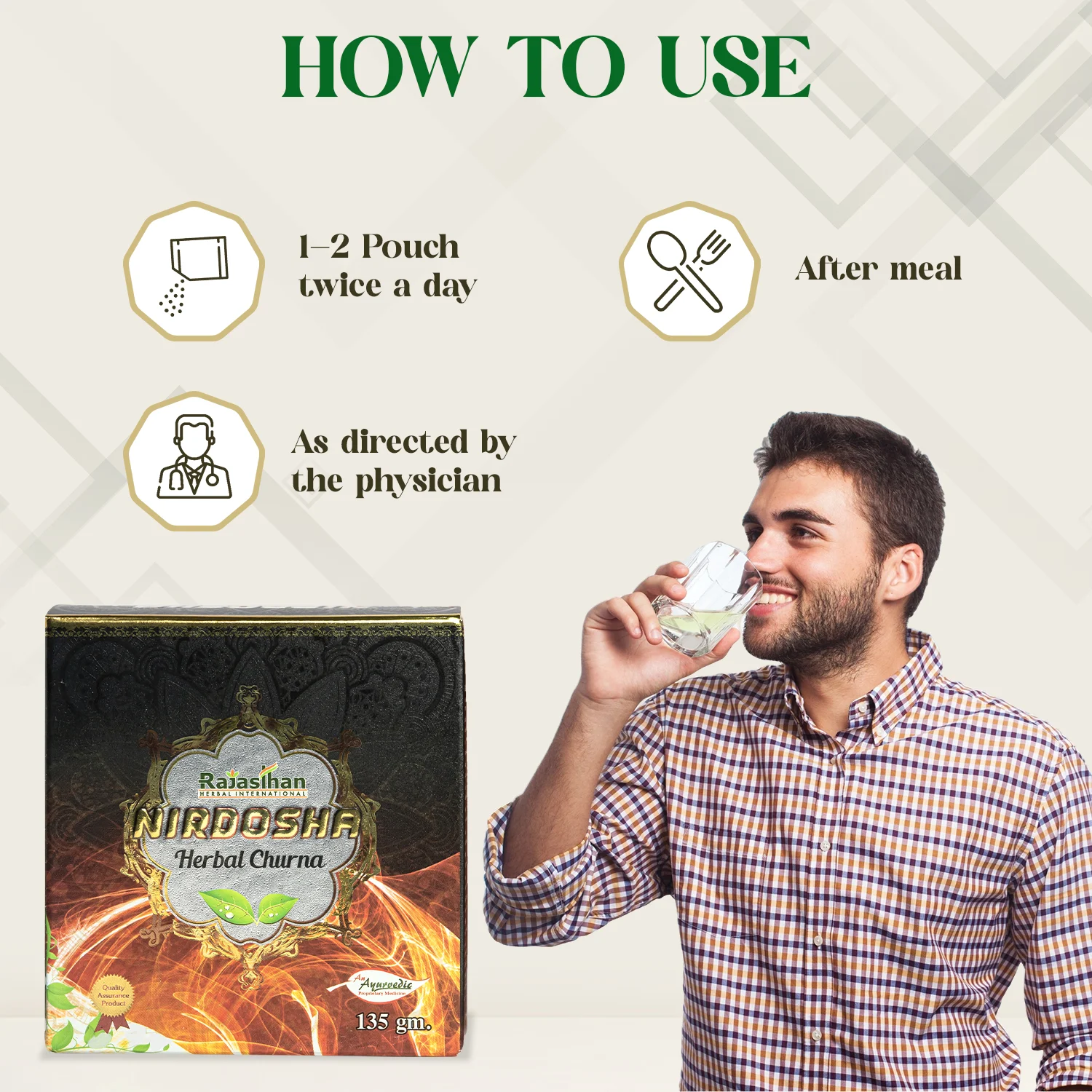 how to use nirdosha herbal churna
